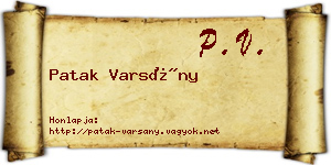 Patak Varsány névjegykártya